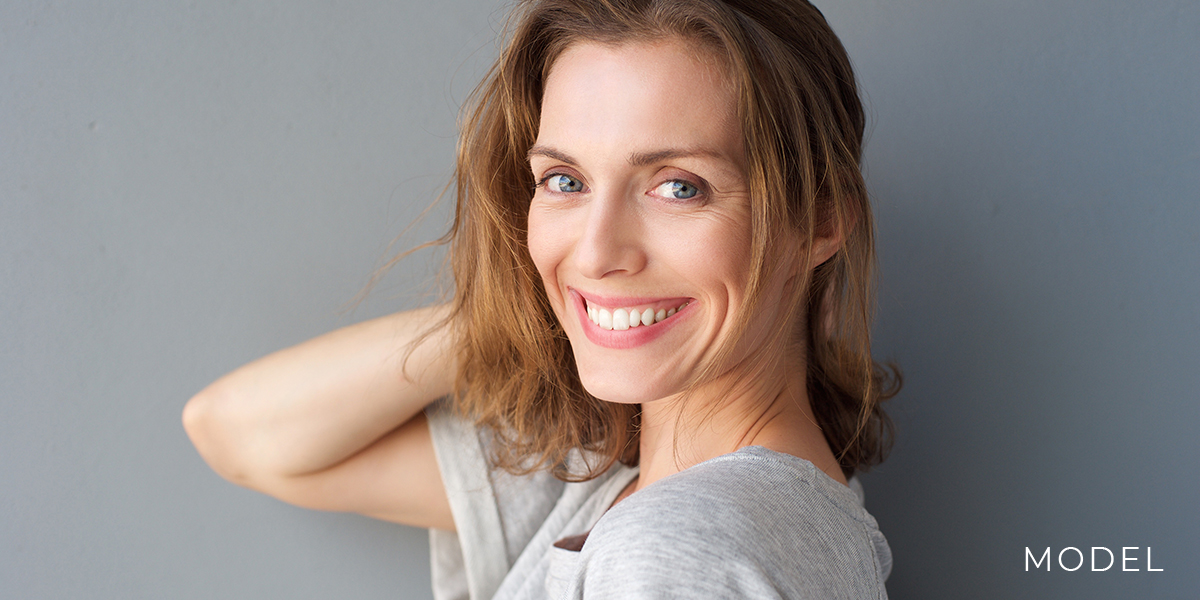 Female model for dental implant.